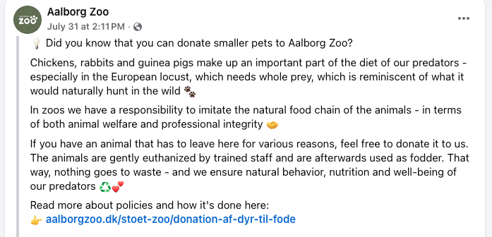 Danish Zoo causes outrage among small pet owners Danish Zoo causes outrage among small pet owners